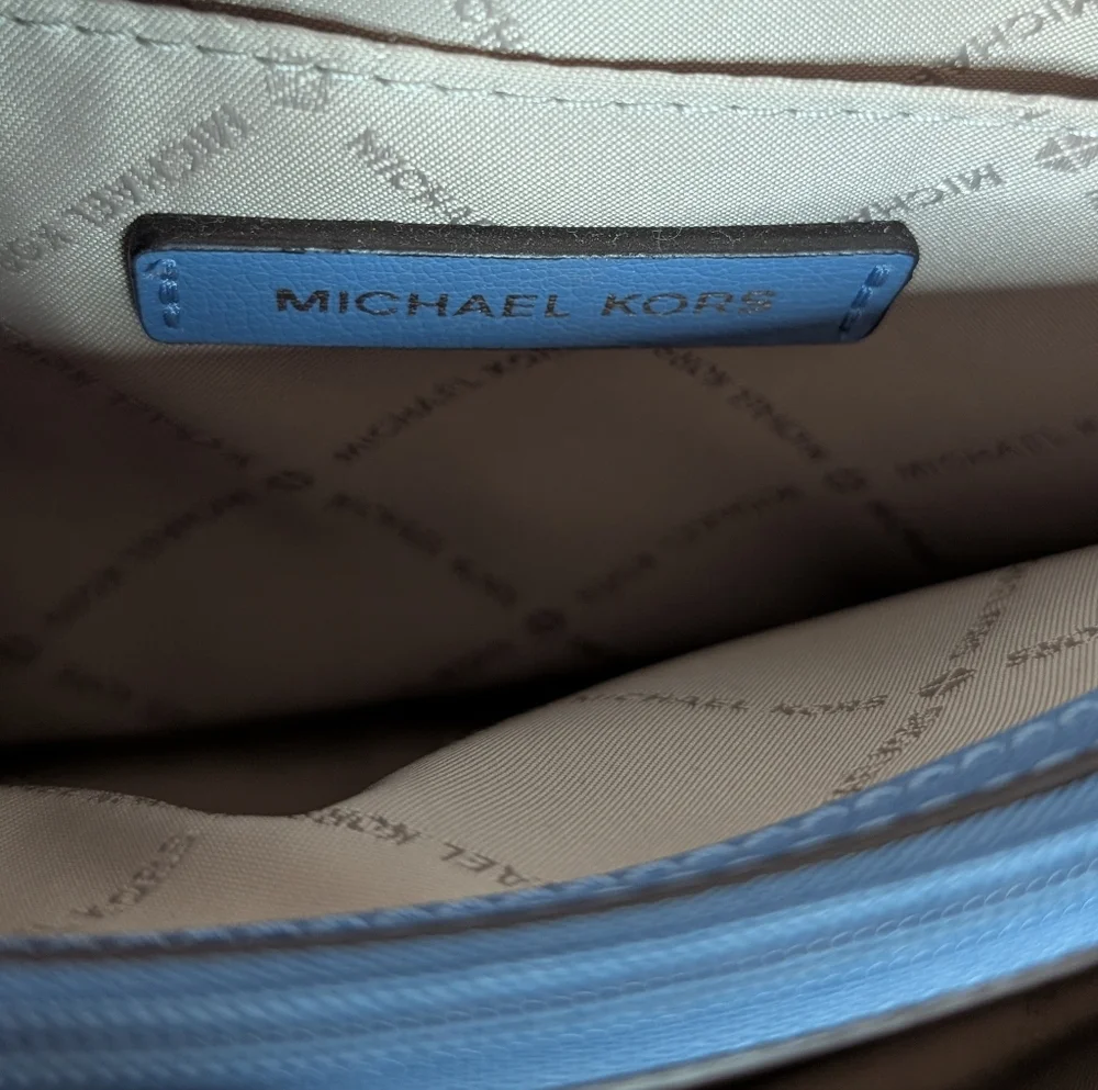 Michael Kors Mott French Blue Crossbody Large Clutch Purse EUC - Picture 8 of 14
